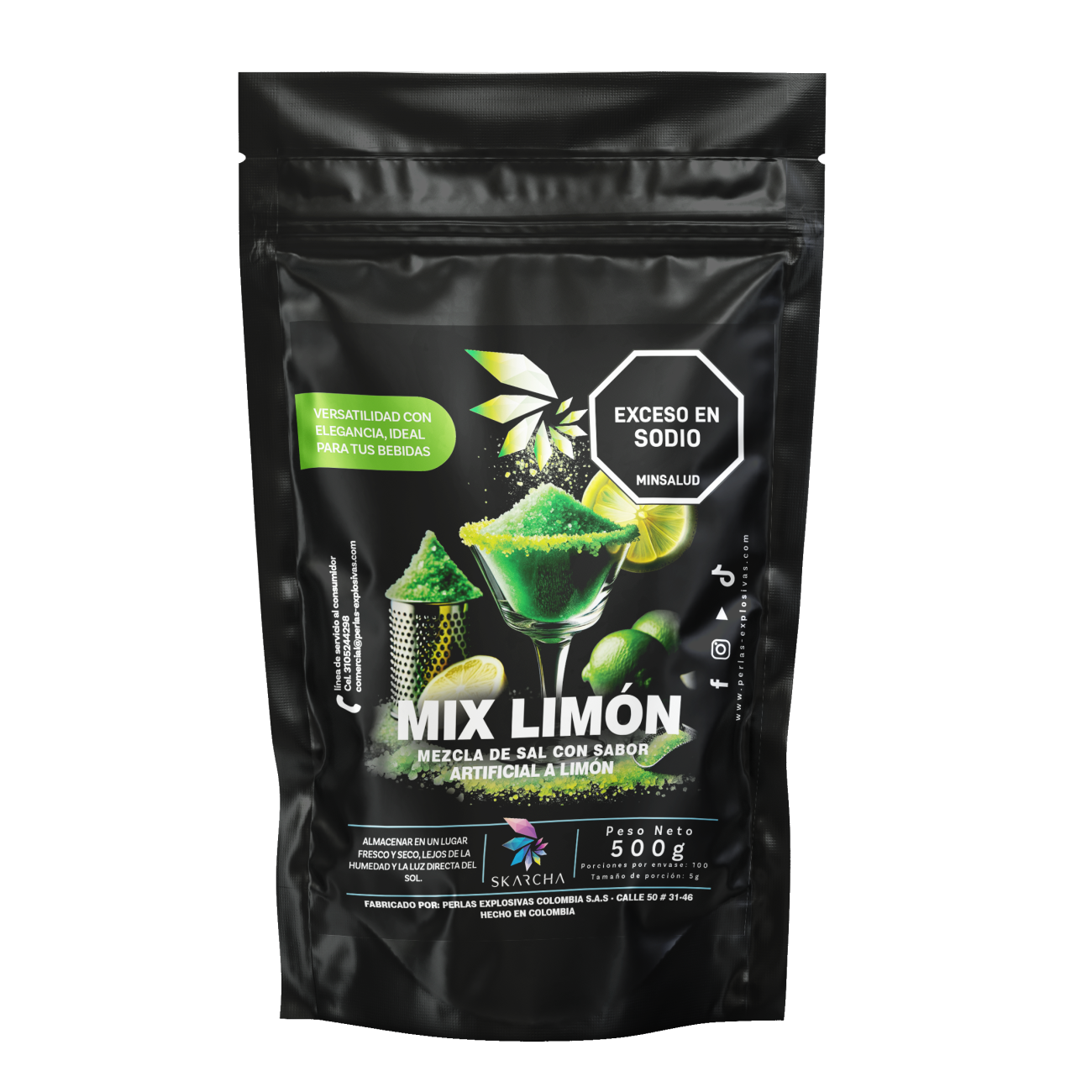 Sal Limón Escarcha 500g | Sales y Azucares de Sabores SKARCHA
