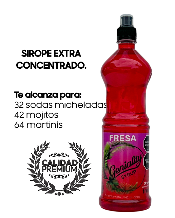 Sirope Geniality Sabor a Fresa 1000ml Clásico